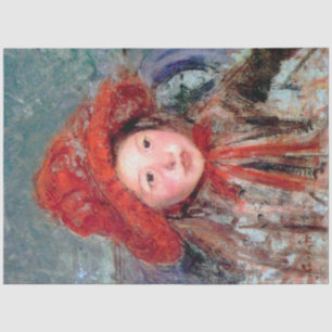 Meisje in een groot rood Pet, Mary Cassatt Tissuepapier