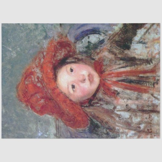 Meisje in een groot rood Pet, Mary Cassatt Tissuepapier (Voorkant)