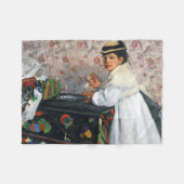 meisje in een Pet, Edgar Degas Fleece Deken (Voorkant (Horizontaal))