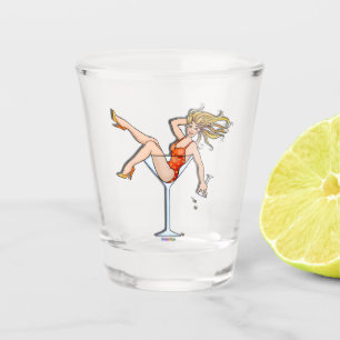 MEISJE IN EEN ROOD VAN HET GLAS VAN MARTINI