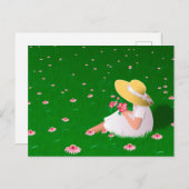 Meisje in gras briefkaart (Voorkant / Achterkant)