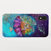 MEISJE IN HET Blauwgroen nachtblauw Monogram Case-Mate iPhone Case (Achterkant (horizontaal))