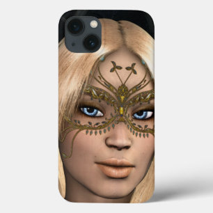 Meisje in het gouden vlindermasker iPhone 13 hoesje