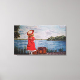 Meisje in het rood op canvasprint canvas afdruk