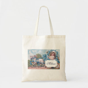  meisje in het vervoer Gedreven door lammeren Tote Bag