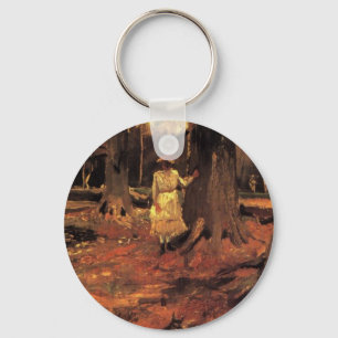 Meisje in het wit in het bos door Vincent van Gogh Sleutelhanger