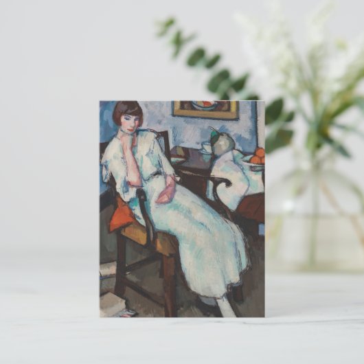 Meisje in het wit | Samuel John Peploe Briefkaart (Staand voorkant)