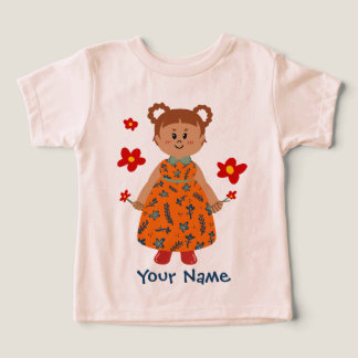 Meisje in oranje jurk (Bunbraid) Aangepaste naam T