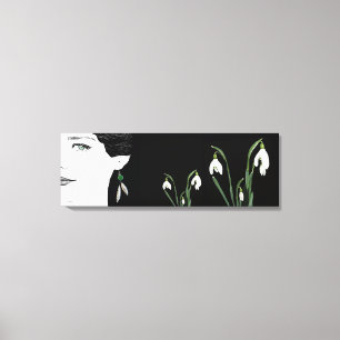 Meisje in parel oorbel mooie mode-illustratie canvas afdruk