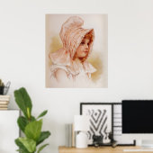 Meisje in Pink Bonnet Poster (Thuiskantoor)