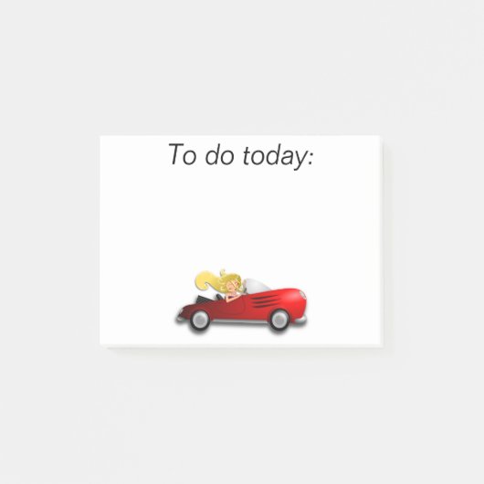 Meisje in Red Car Post It Note (Voorkant)