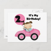 Meisje in Roze Auto 2e Verjaardag Tshirts en gesch Briefkaart (Voorkant / Achterkant)