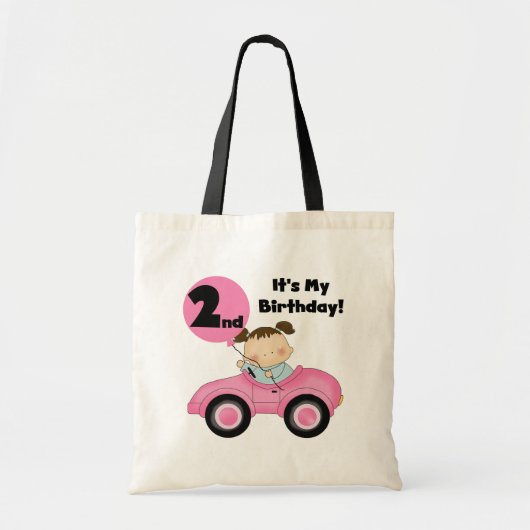 Meisje in Roze Auto 2e Verjaardag Tshirts en gesch Tote Bag (Voorkant)