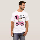 Meisje in Roze Auto 3e Verjaardag Tshirts en gesch (Voorkant volledig)