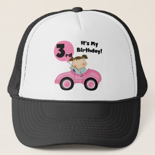 Meisje in Roze Auto 3e Verjaardag Tshirts en gesch Trucker Pet