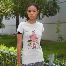 Meisje in Roze Gnome Koffie Lover Vrouwen Wit