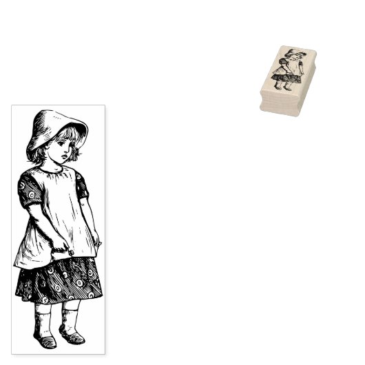  meisje in schattige outfit 	rubberstempel (Gestempeld)
