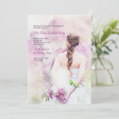 Meisje in witte jurk pre-prom feest uitnodiging (Staand voorkant)