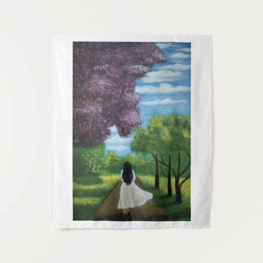 Meisje in witte jurk wandkleed (Voorkant)