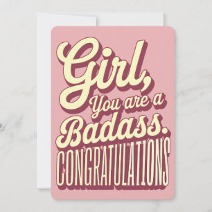Meisje Je bent een Badass  Retro Afstuderen Feestdagenkaart