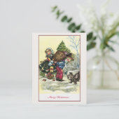  meisje, jongen kerstboom feestdagenkaart (Staand voorkant)