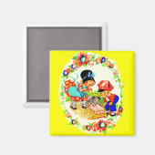 meisje, jongen, kitten en puppy magneet (Voorkant / Achterkant)