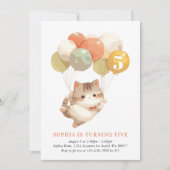Meisje Kat Verjaardag Uitnodigingen (Voorkant)