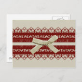 meisje Kawaii Red Lace Beige Bow Briefkaart (Voorkant / Achterkant)