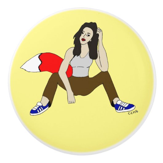 meisje keramische knop (Voorkant)