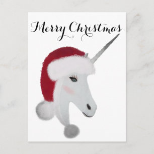 Meisje Kerst Eenhoorn Wit Rood Glam Meisjes Briefkaart