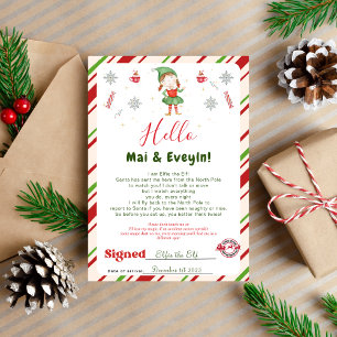 Meisje Kerst Elf Verwelkomingsbrief Kaart