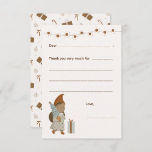 Meisje Kerstmis Bedankt notitie, vul kaart in