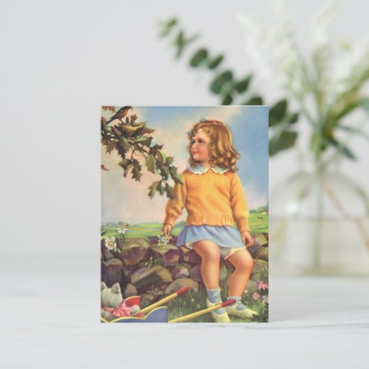 Meisje Kijkt Vogels In Een Boom, Spring (Staand voorkant)