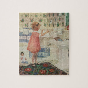  meisje, kinderkleding voor wasgoed legpuzzel