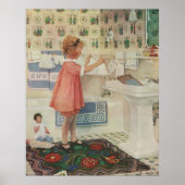  meisje, kinderkleding voor wasgoed poster (Voorkant)