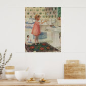  meisje, kinderkleding voor wasgoed poster (Keuken)