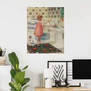  meisje, kinderkleding voor wasgoed poster