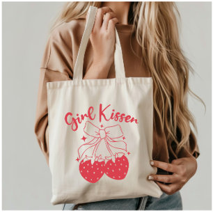 Meisje Kisser-Schattigee Aardbei Coquette Lesbisch Tote Bag