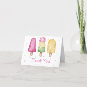 Meisje klaar om zomer babyshower te laten exploder bedankkaart