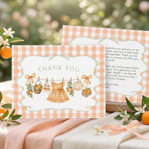 Meisje Kleine Liefje Sinaasappel Baby Shower Bedankkaart