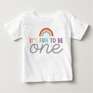 Meisje Kleurrijk Leuk om Eén Regenboog 1e Verjaard
