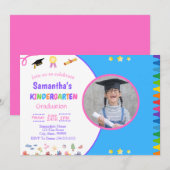 Meisje Kleuterschool Afstudeerfeest Uitnodiging (Voorkant / Achterkant)