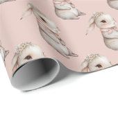 Meisje konijn op roze cadeaupapier (Rol Hoek)