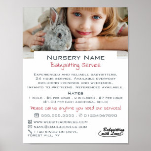 Meisje & Konijn, Oppas, Kinderdagverblijf, Peuter  Poster
