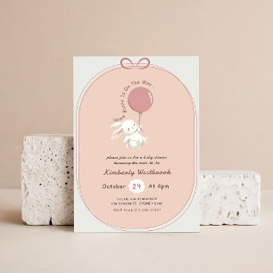 Meisje Konijn Roze Strik Baby Shower Kaart