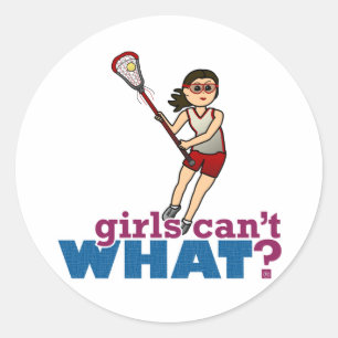 Meisje lacrosse speler in rood ronde sticker