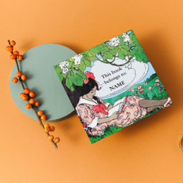  meisje leest boek bord vierkante sticker