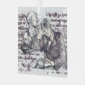 meisje leest boek glas ornament (Voorkant links)