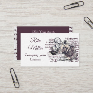 meisje leest boek visitekaartje