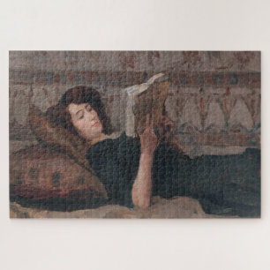 Meisje leest een boek (terugbrengen op een Divan) Legpuzzel